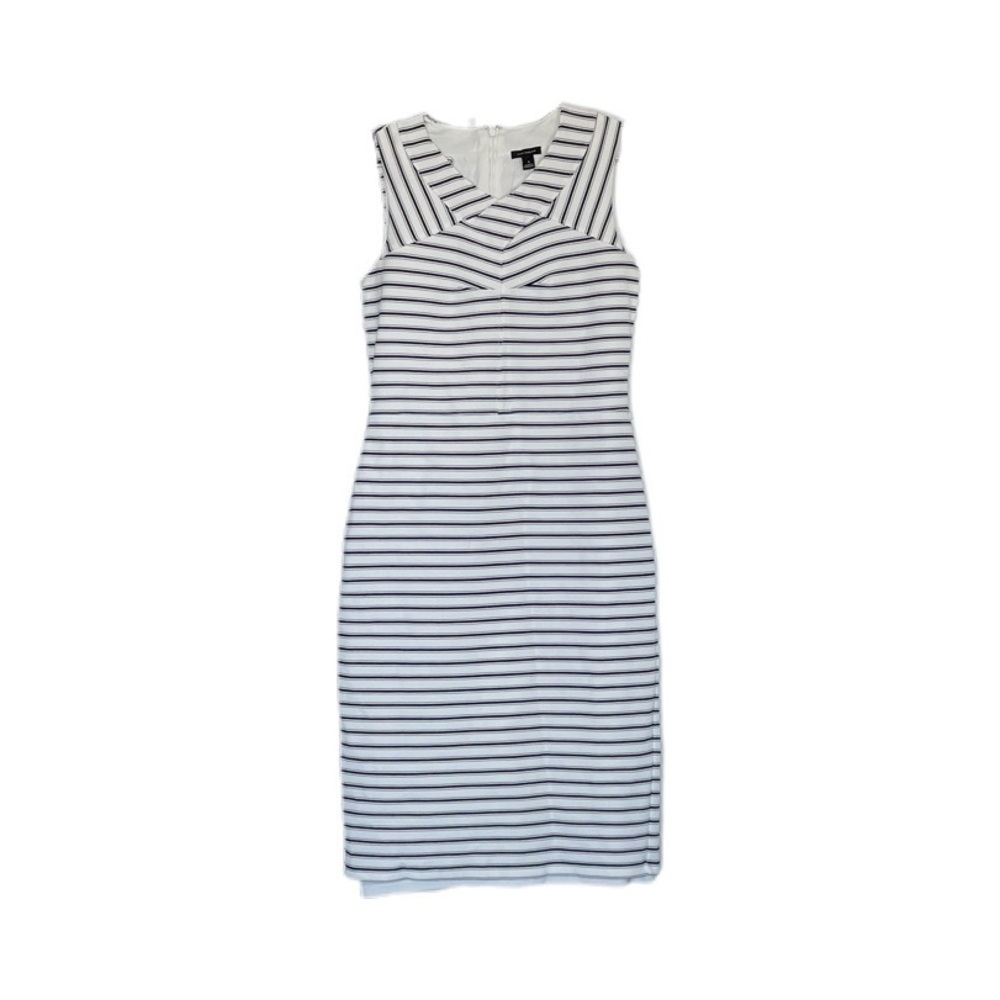 Loft Sleeveless Striped Midi Dress Navy and Tan Women’s 4